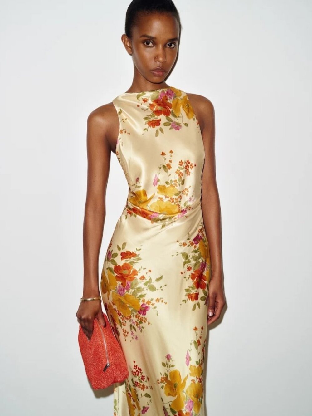 NEW Reformation Anaiis Silk Long Yellow Floral Backless Dress Crescendo US 4 UK8
